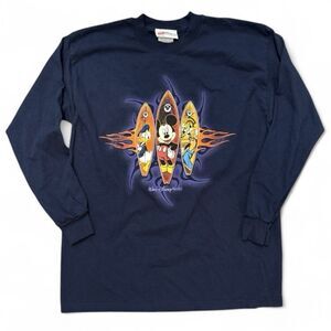 Vintage Disney Shirt Long Sleeve T-shirt Youth L Mickey Donald Goofy Y2K 90s